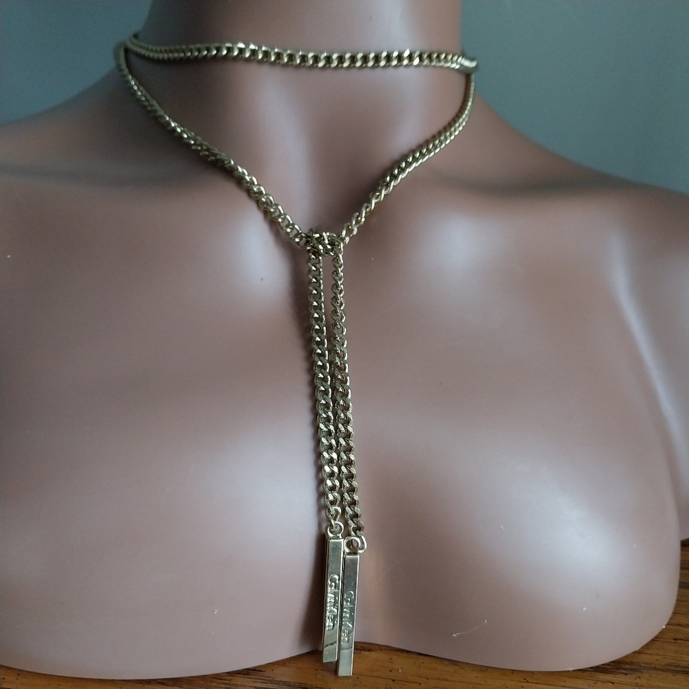 Calvin Klein Gold Double Chain Necklace - Picture 3 of 14